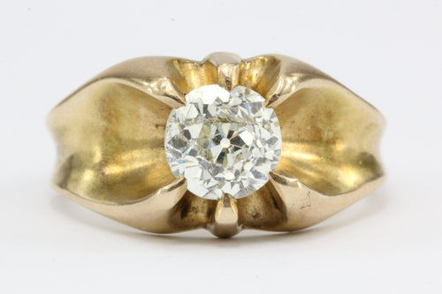 Victorian 1.53 Carat Old European Diamond in 10K Gold Belcher Mounted Ring - Queen May