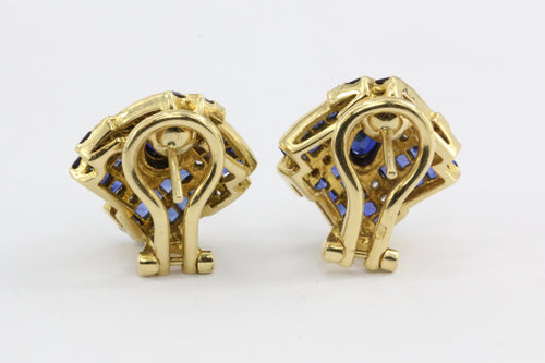 18K Yellow Gold Natural Sapphire and Diamond Earrings - Queen May