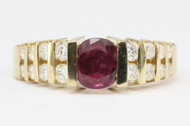 14K Gold .50 Carat Ruby & Diamond Ring - Queen May