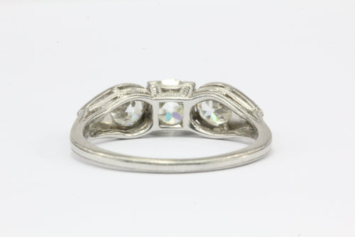 Edwardian Platinum Old European Cut Diamond Engagement Ring 1.31 CTW - Queen May