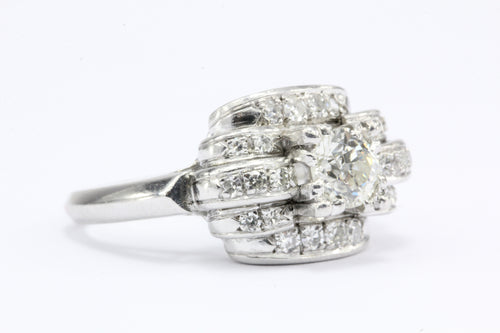 Art Deco 14K White Gold Old European Cut Diamond Engagement Ring c. 1930's - Queen May