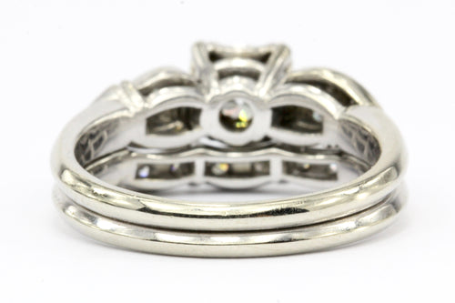Retro Granat Bros 18K White Gold Diamond Engagement Ring & Band c.1950 - Queen May
