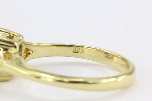 18K Gold 1 Carat Emerald Cut Blue Sapphire & Diamond Engagement Ring - Queen May