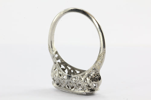 Antique Art Deco 18K White Gold & 3 Stone Diamond Engagement Ring ...