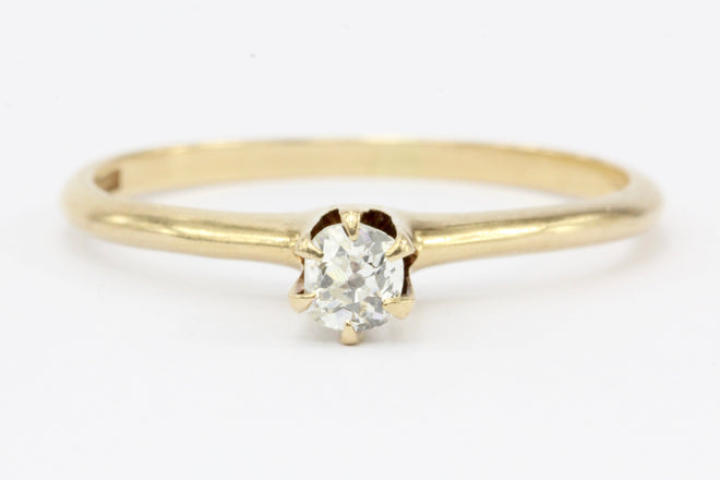 Edwardian Ostby & Barton 14K Gold & Old Mine Diamond Engagement Ring - Queen May
