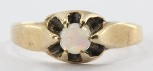 Antique 10K Gold Belcher Mounted Opal Ring - Queen May