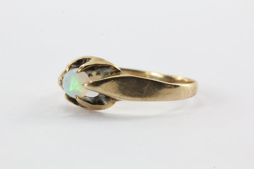 Antique 10K Gold Belcher Mounted Opal Ring - Queen May