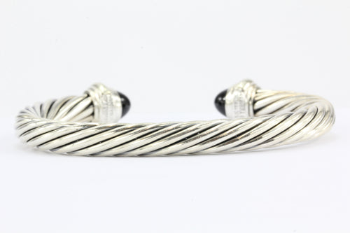 David Yurman Sterling Silver & 14K Onyx Cable Classics Cuff Bracelet ...