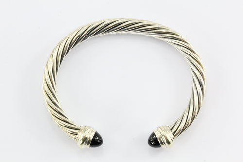 David Yurman Sterling Silver & 14K Onyx Cable Classics Cuff Bracelet ...
