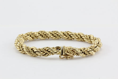 Vintage Tiffany & Co 14K Gold Thick Rope Bracelet 7.5" - Queen May