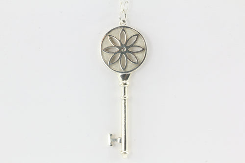 Tiffany & Co. Sterling Silver/Diamond Blossom Large Key Pendant
