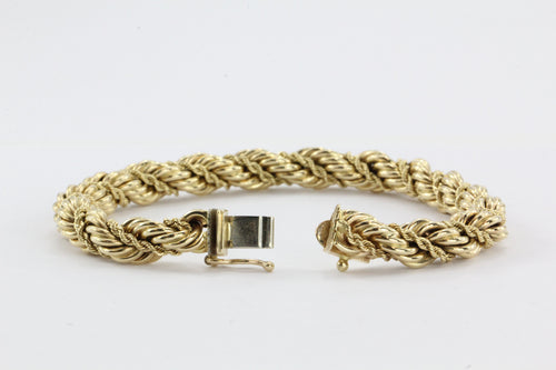 Vintage Tiffany & Co 14K Gold Thick Rope Bracelet 7.5" - Queen May