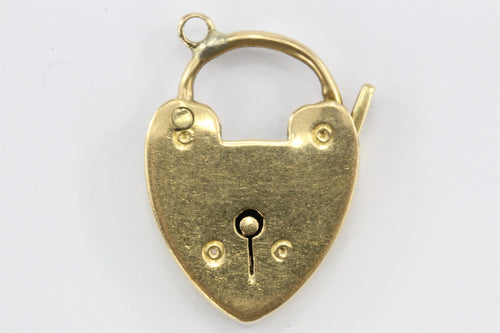 Antique English 18k Gold Heart Padlock Pendant / Charm - Queen May