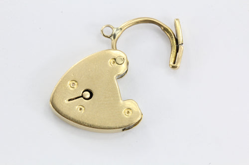 Antique English 18k Gold Heart Padlock Pendant / Charm - Queen May