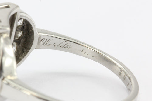 Art Deco Platinum .93ct Old European Diamond & Sapphire Ring 1.79 CTW - Queen May