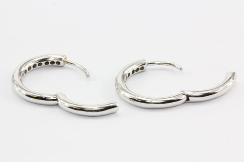 14K White Gold Diamond 20mm Hoop Earrings - Queen May