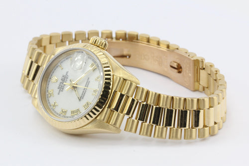 Rolex 69178 18K Yellow Gold White Dial Ladies Datejust President Watch - Queen May