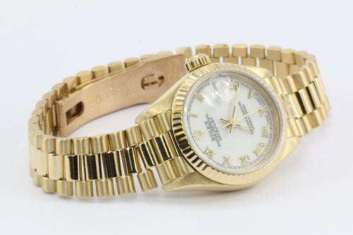 Rolex 69178 18K Yellow Gold White Dial Ladies Datejust President Watch - Queen May