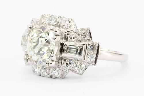Art Deco Platinum Old European Cut Diamond Cluster Engagement Ring c.1920's - Queen May