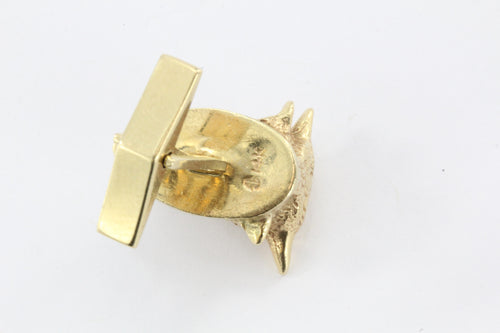 Antique Signed Schira Bros 14K Gold Bull Market Cuff Links - Queen May