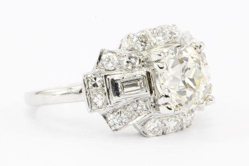 Art Deco Platinum Old European Cut Diamond Cluster Engagement Ring c.1920's - Queen May