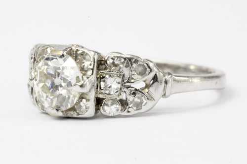 Art Deco Platinum Old European Cut Diamond Engagement Ring c.1930's - Queen May