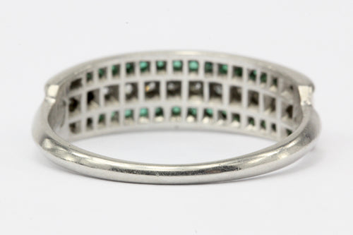 Art Deco Platinum Diamond & Emerald Band Ring c.1920's - Queen May