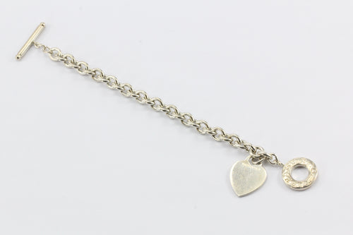 Tiffany & Co Sterling Silver Heart Tag Toggle Bracelet 7.5" - Queen May