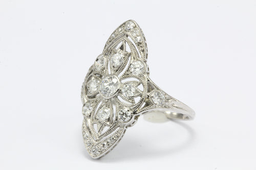 Art Deco Platinum Filigree Old European Cut Diamond Ring - Queen May