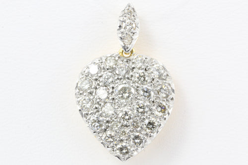 Edwardian 18K Gold Platinum Top Old European Cut Diamond Heart Pendant - Queen May