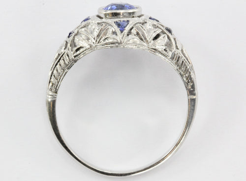 Antique Art Deco Platinum Sapphire Ring - Queen May