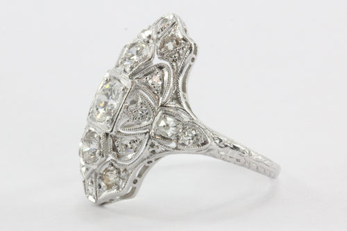 Antique Art Deco Platinum Old European Cut Diamond Ring - Queen May