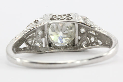 Antique Art Deco Platinum Old European Cut Diamond Engagement Ring - Queen May