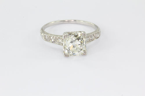 A 2.27 carat old mine platinum Art Deco diamond engagement ring - Queen May