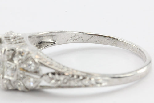 Antique Art Deco Platinum Old European Cut Diamond Engagement Ring - Queen May