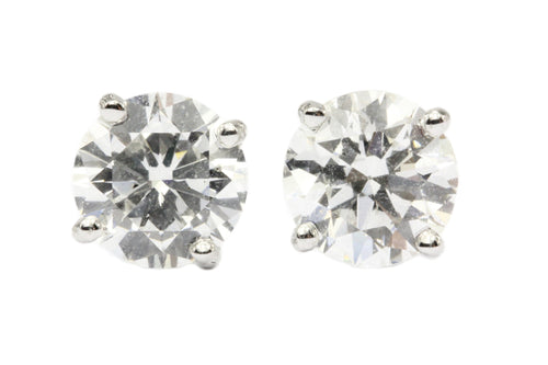 14K White Gold 2.6 CTW Diamond Stud Earrings NEW GIA Certified - Queen May