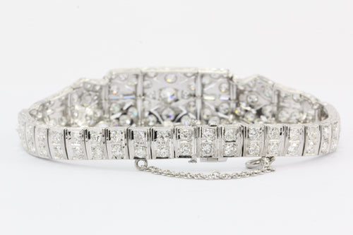Art Deco Platinum Old European Cut Diamond Tennis Bracelet c.1920's - Queen May