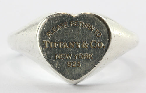 Tiffany & Co Sterling Silver Return to Tiffany Signet Heart Ring Size 5.75 - Queen May