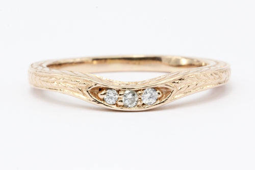 14K Rose Gold Diamond Curved Band Ring Jacket - Queen May