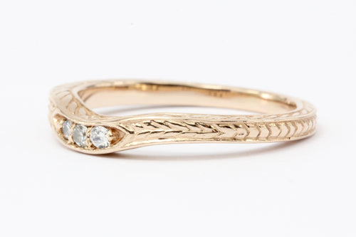 14K Rose Gold Diamond Curved Band Ring Jacket - Queen May