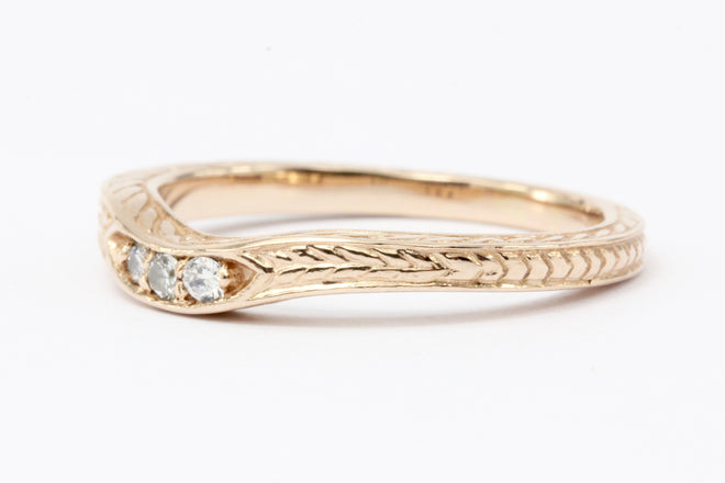 14K Rose Gold Diamond Curved Band Ring Jacket - Queen May