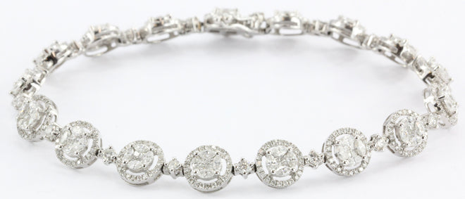 Vintage Di Modolo 18K White Gold 4.5 CTW Overlapping Diamond Tennis Bracelet - Queen May