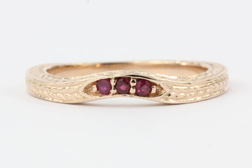 14K ROSE GOLD RUBY CURVED BAND RING - Queen May