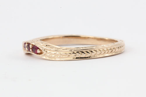 14K ROSE GOLD RUBY CURVED BAND RING - Queen May