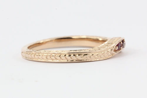 14K ROSE GOLD RUBY CURVED BAND RING - Queen May