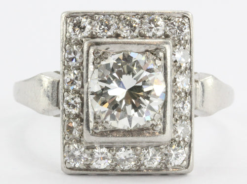 Antique Art Deco Platinum 1.9 Carat Transition Cut Diamond Engagement Ring - Queen May