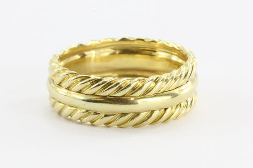 David Yurman 18K Gold Wide Set Cable Band Ring Size 11.5 - Queen May