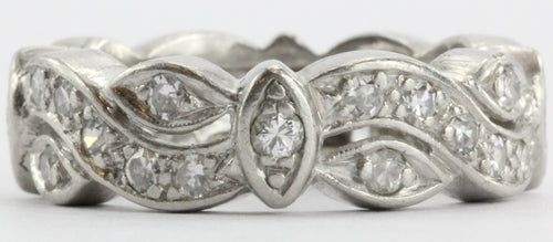 Antique Platinum Art Deco Diamond Eternity Cigar Wedding Approx. 1.20TCW - Queen May