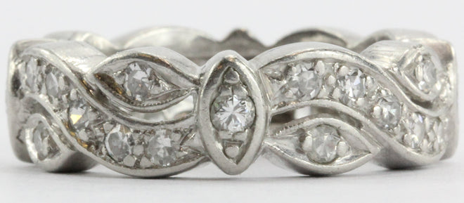 Antique Platinum Art Deco Diamond Eternity Cigar Wedding Approx. 1.20TCW - Queen May