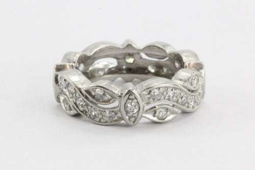 Antique Platinum Art Deco Diamond Eternity Cigar Wedding Approx. 1.20TCW - Queen May